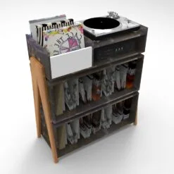 Mueble Rack Vintage III – Tornamesa y vinilos
