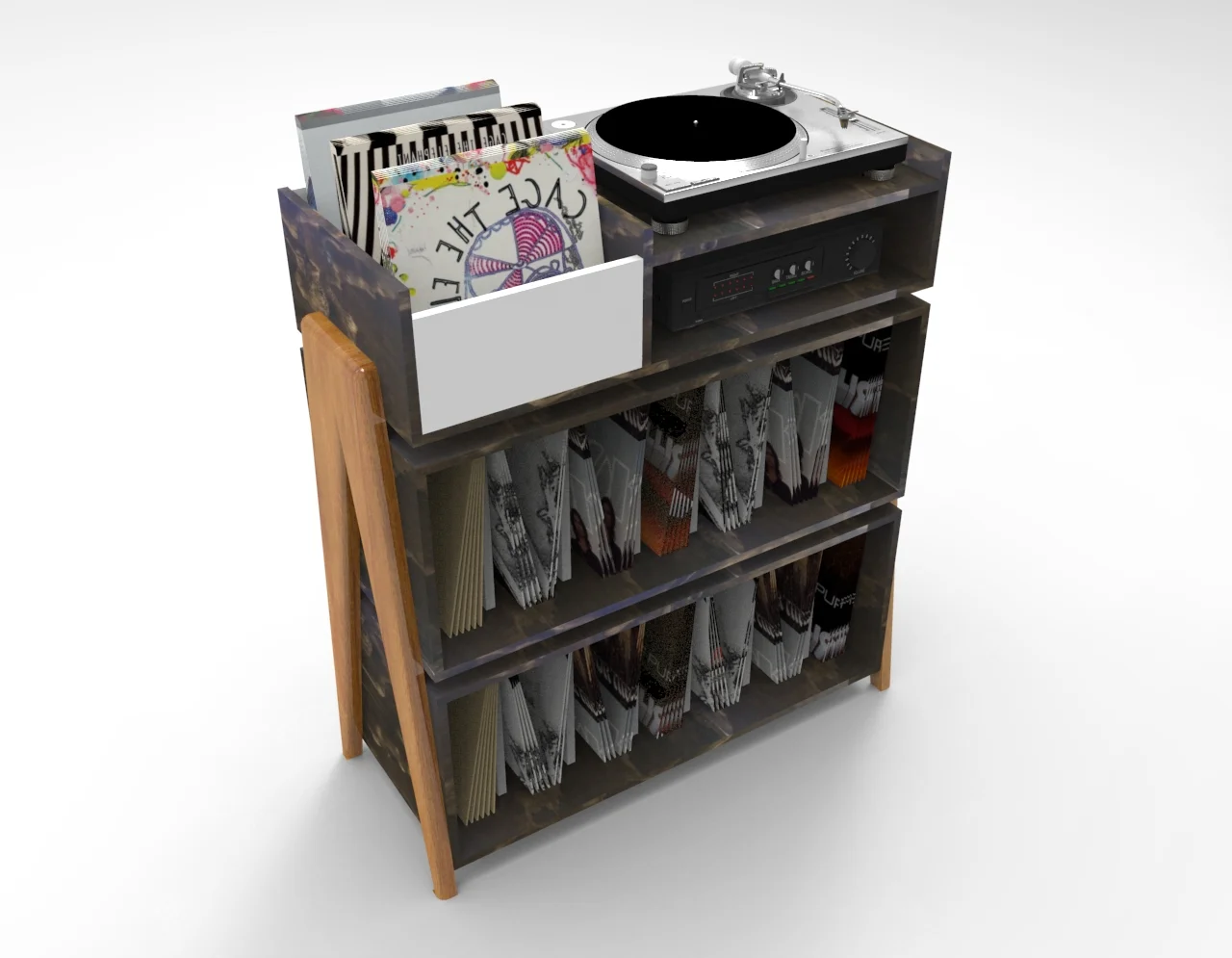 Mueble Rack Vintage III – Tornamesa y vinilos
