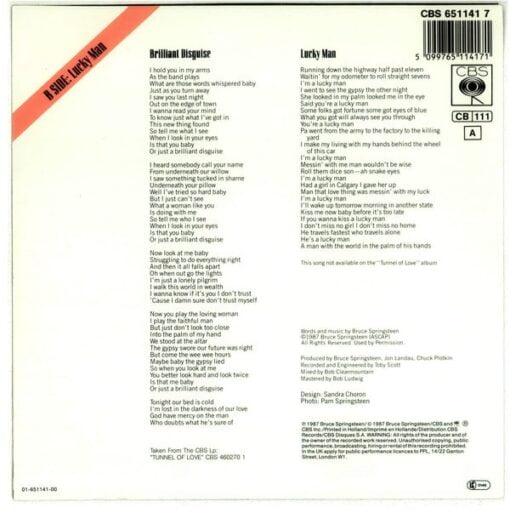 Bruce Springsteen - Brilliant Disguise (Vinilo, 7", Ed. Germany, 1987) - Imagen 2