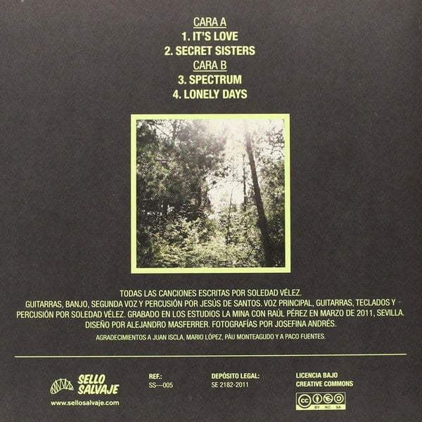 Soledad Velez - Black Light In The Forest (Vinilo, 7", Ed. España, 2011) 2 Soledad Velez - Black Light In The Forest (Vinilo, 7", Ed. España, 2011) - Imagen 2
