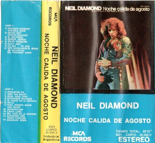 Neil Diamond - Noche cálida de agosto (Cassette, Ed. Argentina, 1980)