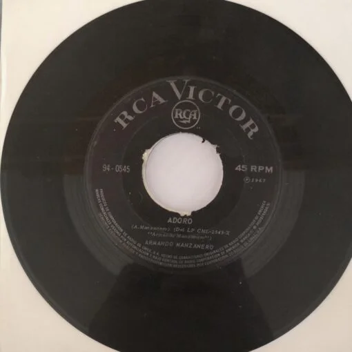 Armando Manzanero - Esta Tarde Vi Llover / Adoro (Vinilo, 7", Ed. Chilena, 1967) - Imagen 2
