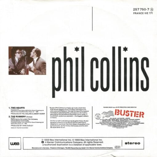 Phil Collins - Two Hearts (Vinilo, 7", Ed. Alemania, 1988) - Imagen 2