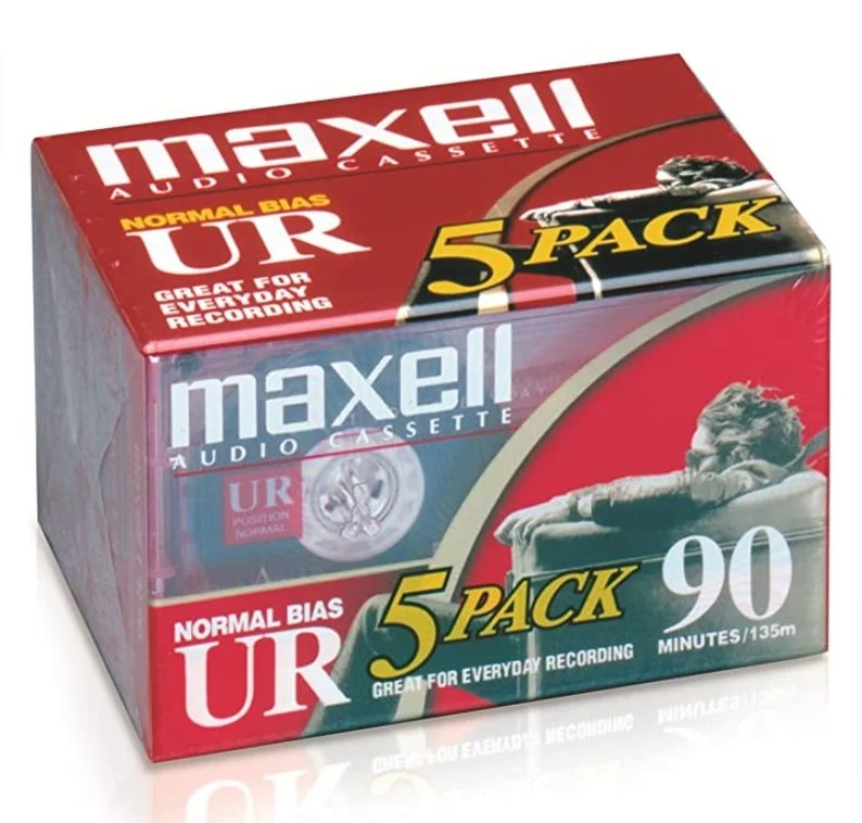 5-Pack Cassettes Vírgenes UR90 Maxell (90 mins, Normal, Type I) 1 5-Pack Cassettes Vírgenes UR90 Maxell (90 mins, Normal, Type I)