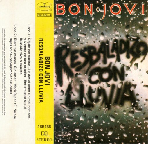 Bon Jovi - Resbaladizo con Lluvia (Cassette, Ed. Chile, 1986)