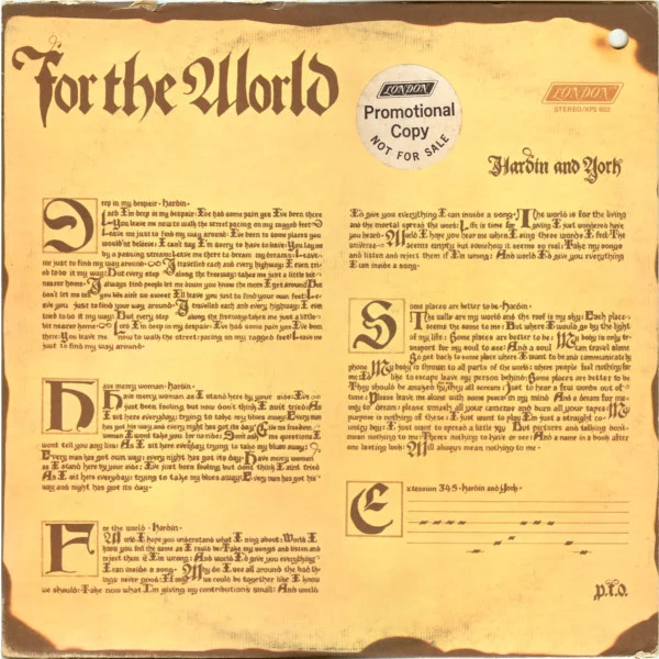 Hardin And York - For The World (Ed. US, 1971)