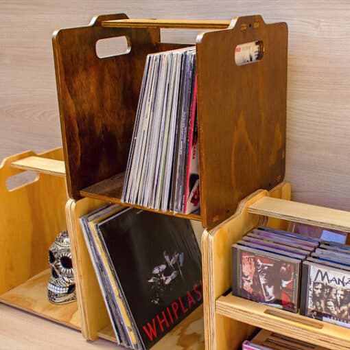 Cajón apilable para vinilos - (1 u., Armable, 50 discos, Natural / Encina) - Imagen 3