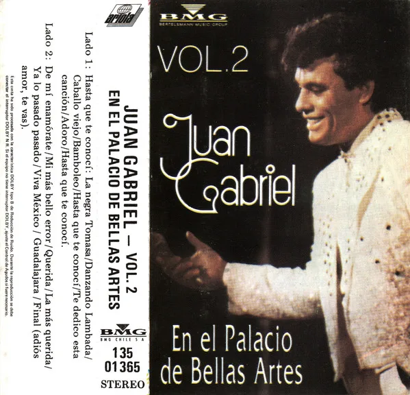 Juan Gabriel - En El Palacio de Bellas Artes Vol 2 (Cassette, Ed. Chile, 1994) 1 Juan Gabriel - En El Palacio de Bellas Artes Vol 2 (Cassette, Ed. Chile, 1994)