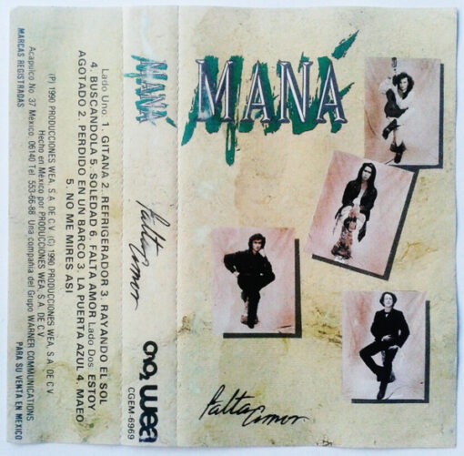 Maná - Falta Amor (Cassette, Ed. Chile, 1990)