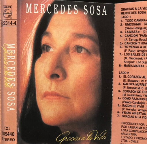 Mercedes Sosa - Gracias a la Vida (Cassette, Ed. Chile, 1987)